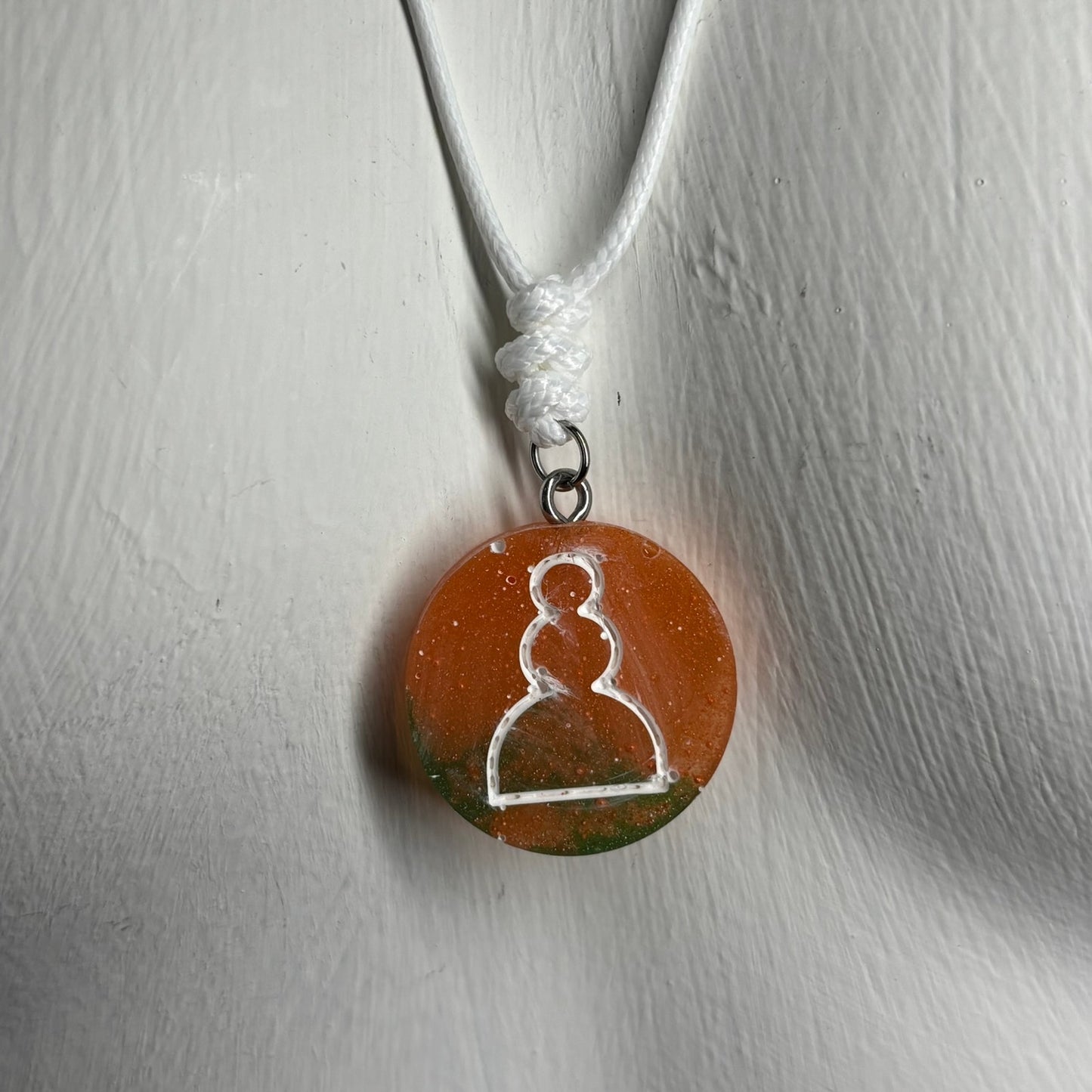Orange Pawn - Handmade Resin Chess Necklace