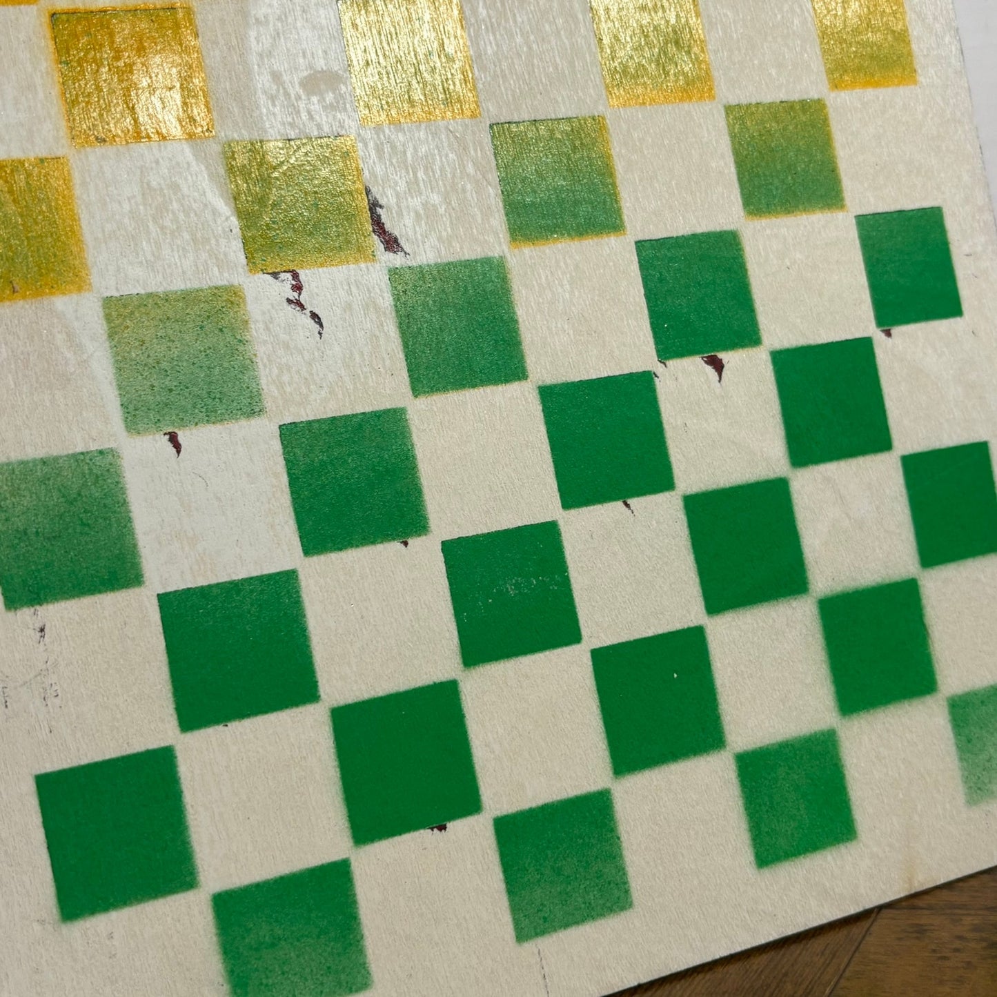 Yellow & Green Mix - Painted Thin Wooden Chess Board