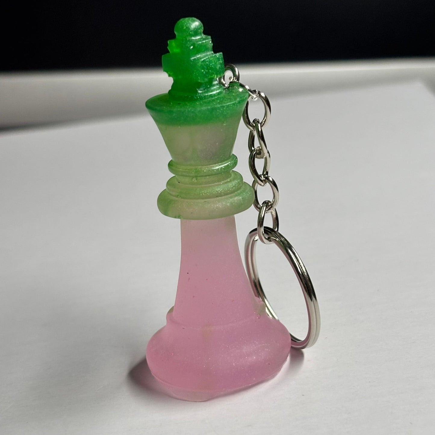 Tropical Pink/Green - Handmade Resin Keychain