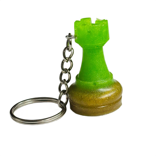 Simple Green Rook - Handmade Resin Keychain