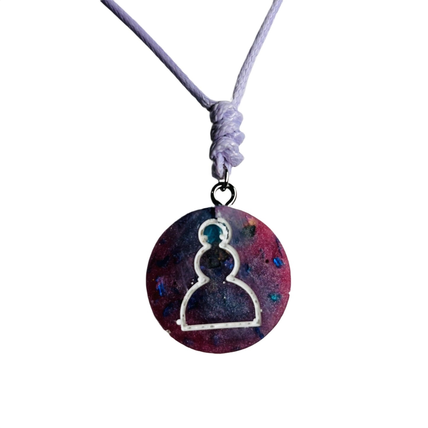 Purple Pink Pawn - Handmade Resin Chess Necklace