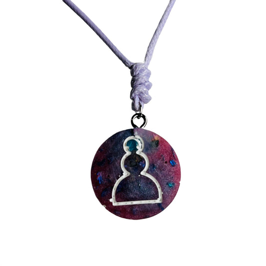 Purple Pink Pawn - Handmade Resin Chess Necklace