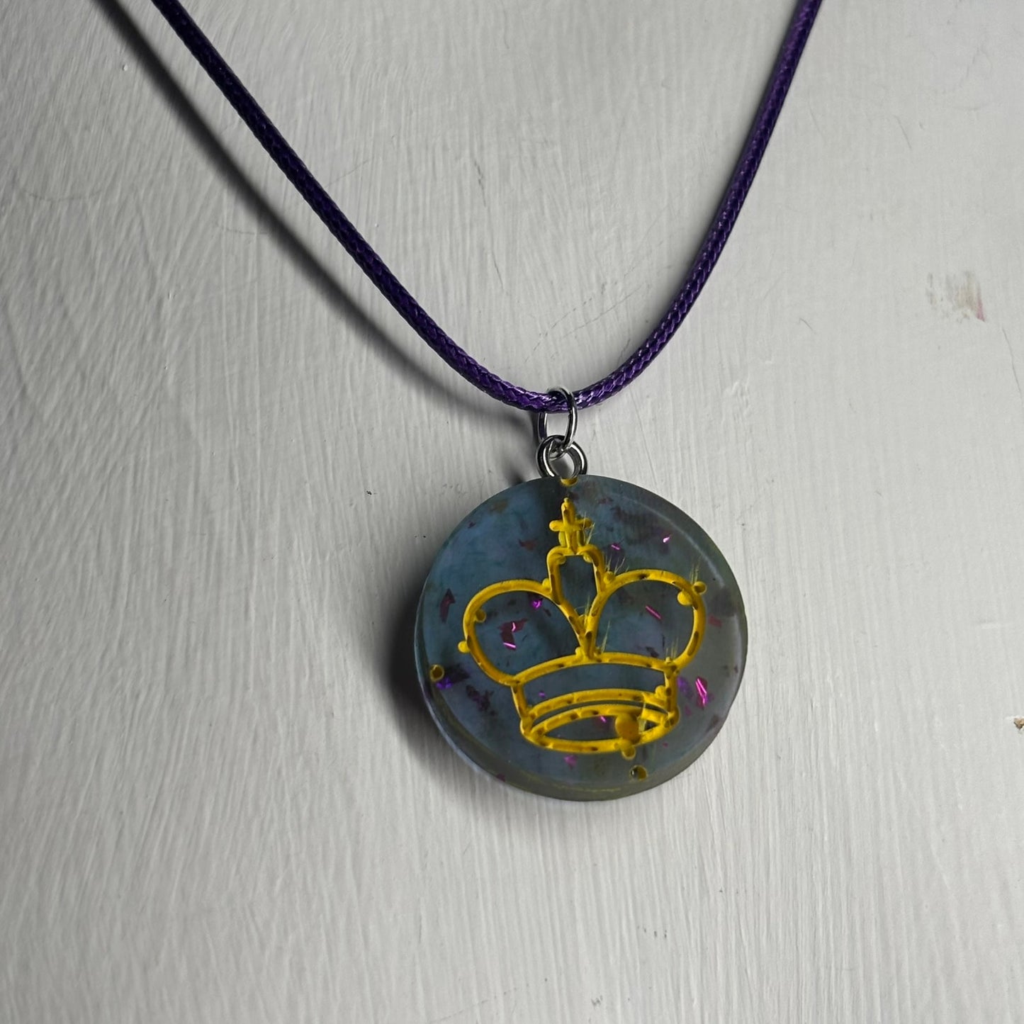 Transparent Blue King - Handmade Resin Chess Necklace