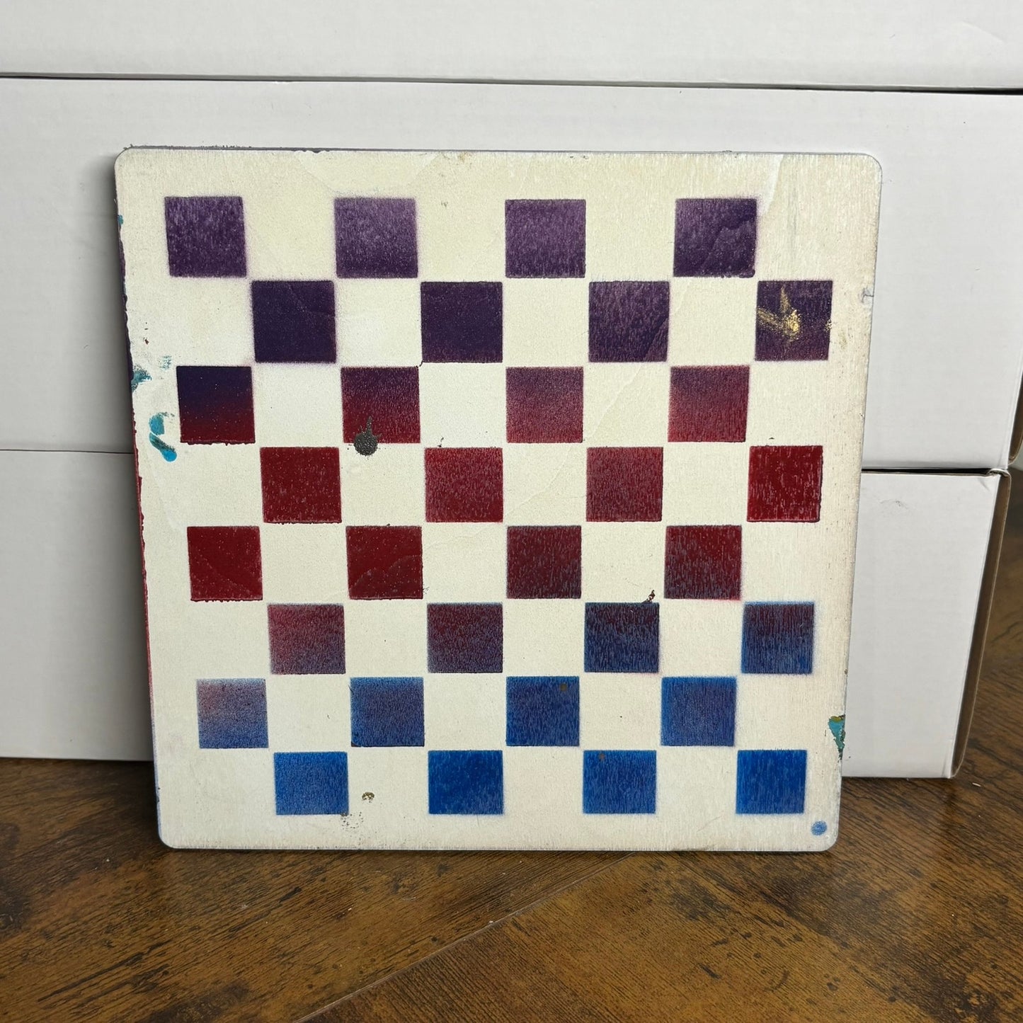 Light Rainbow - Painted Thin Wooden Chess Board