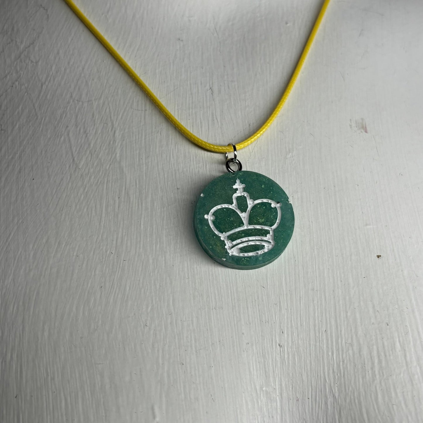 Mint Green King - Handmade Resin Chess Necklace