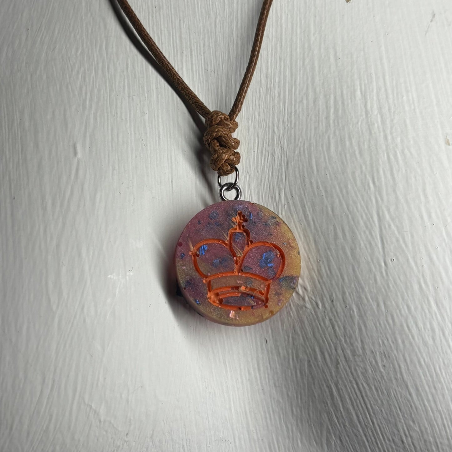 Vintage Pink King - Handmade Resin Chess Necklace