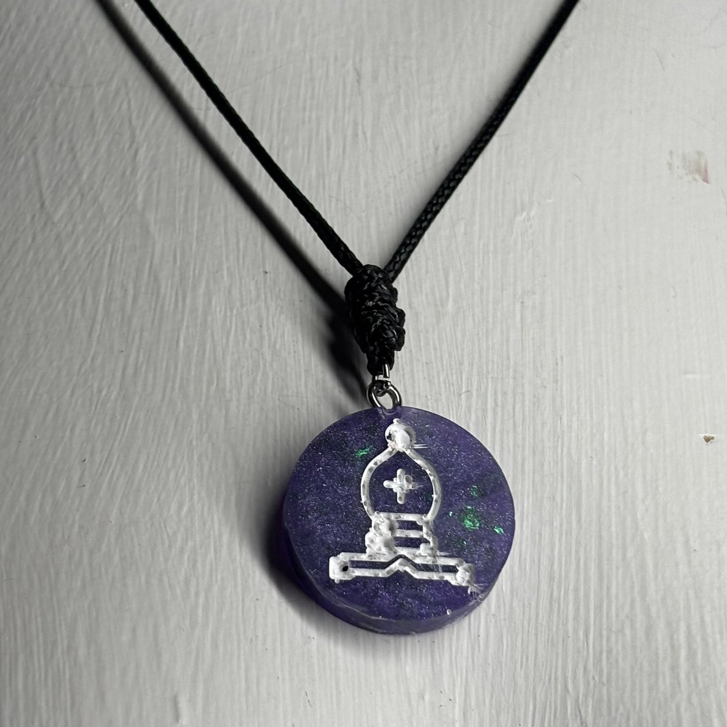 Midnight Purple Bishop - Handmade Resin Chess Necklace