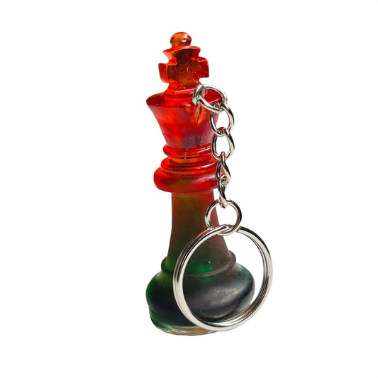 Green/Red Translucent King - Handmade Resin Keychain