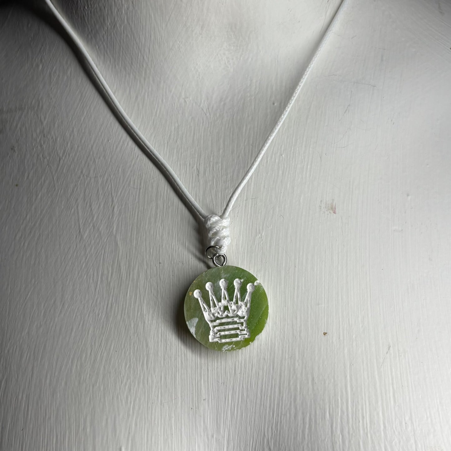 Green Queen - Handmade Resin Chess Necklace