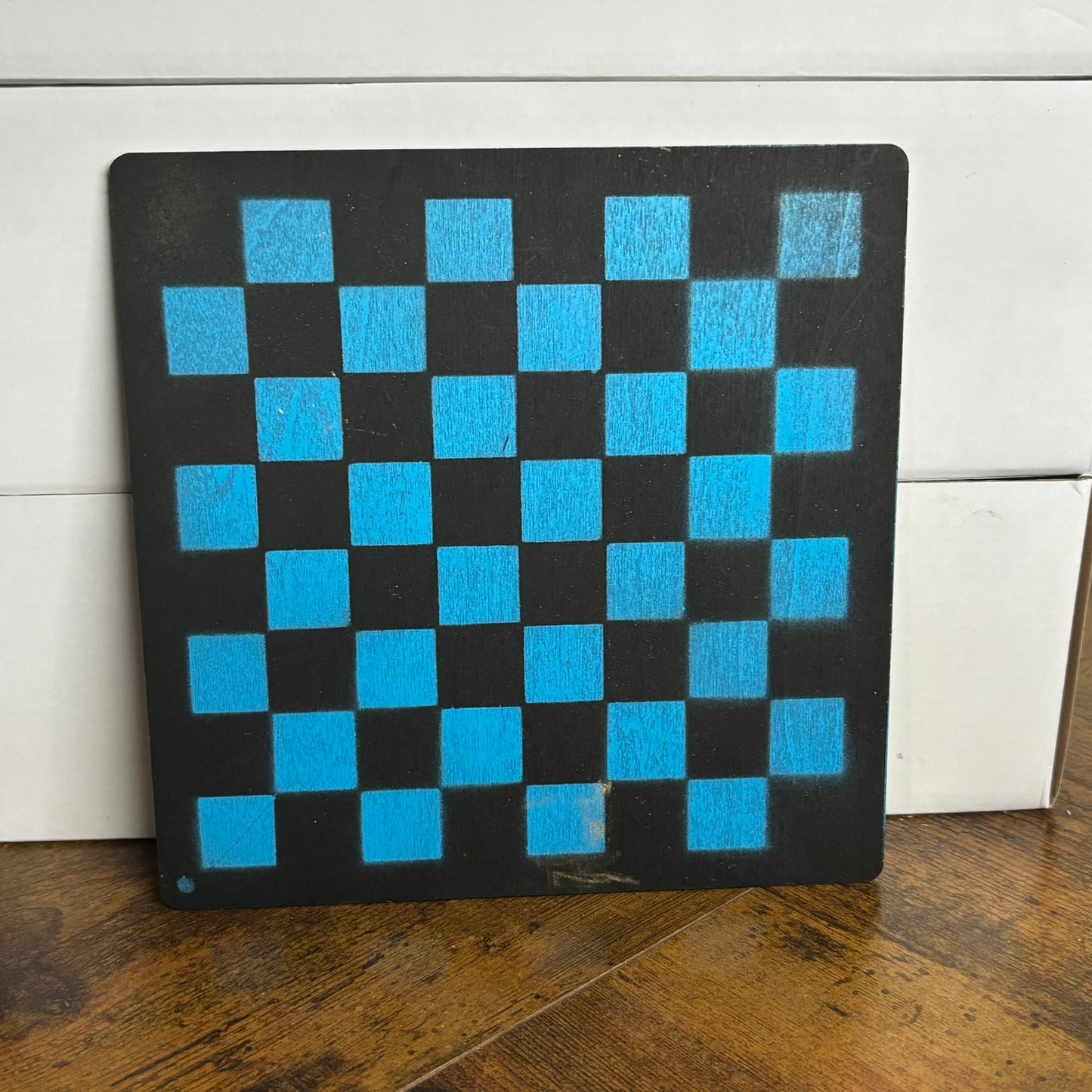 Black & Blue - Painted Thin Wooden Chess Board