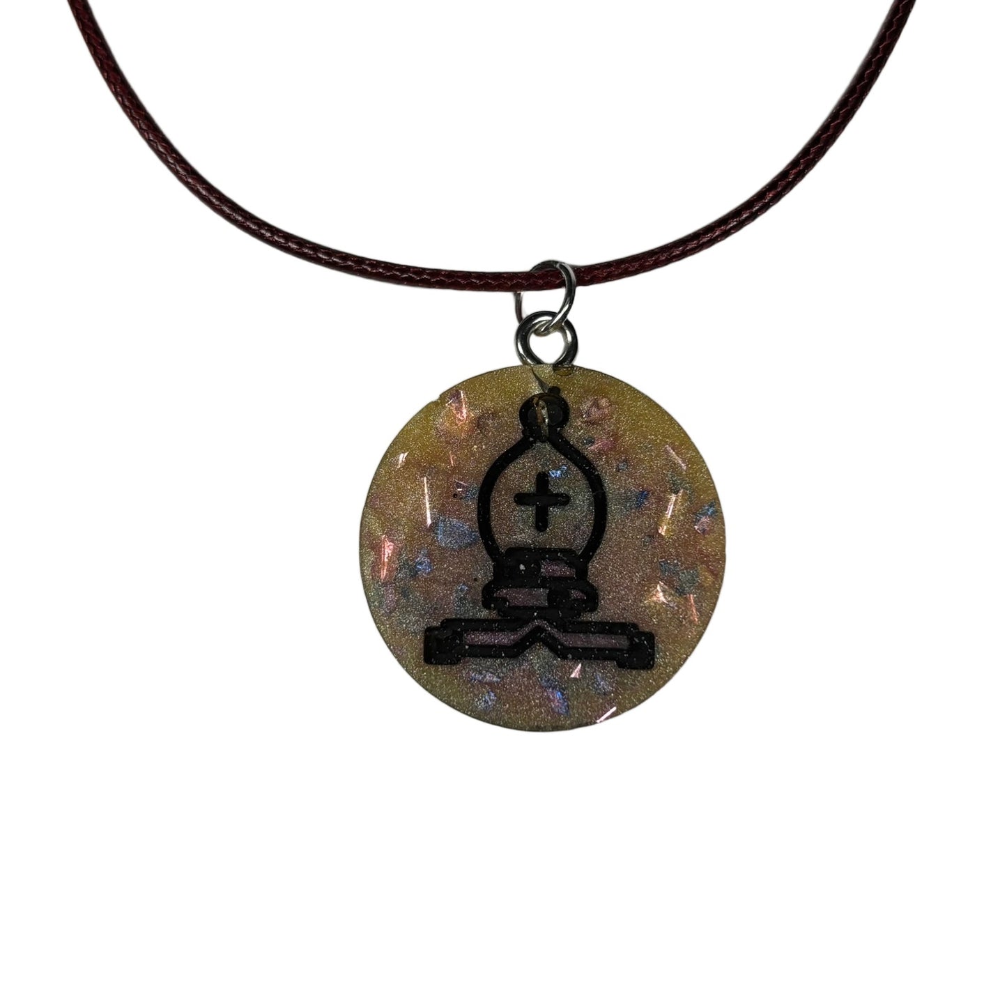 Dark Crystal Bishop - Handmade Resin Chess Necklace