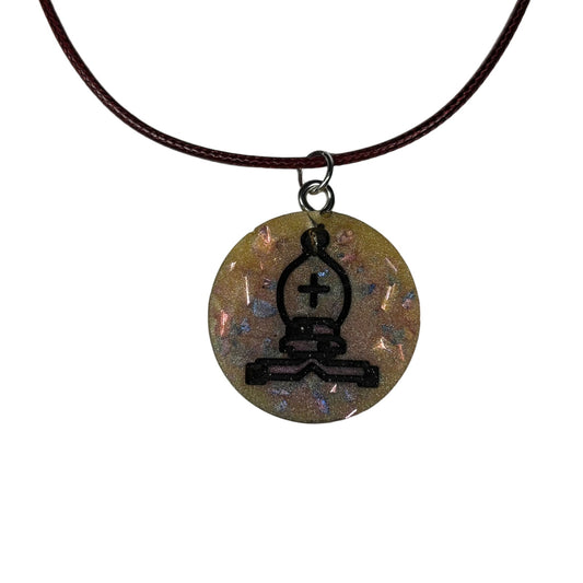 Dark Crystal Bishop - Handmade Resin Chess Necklace