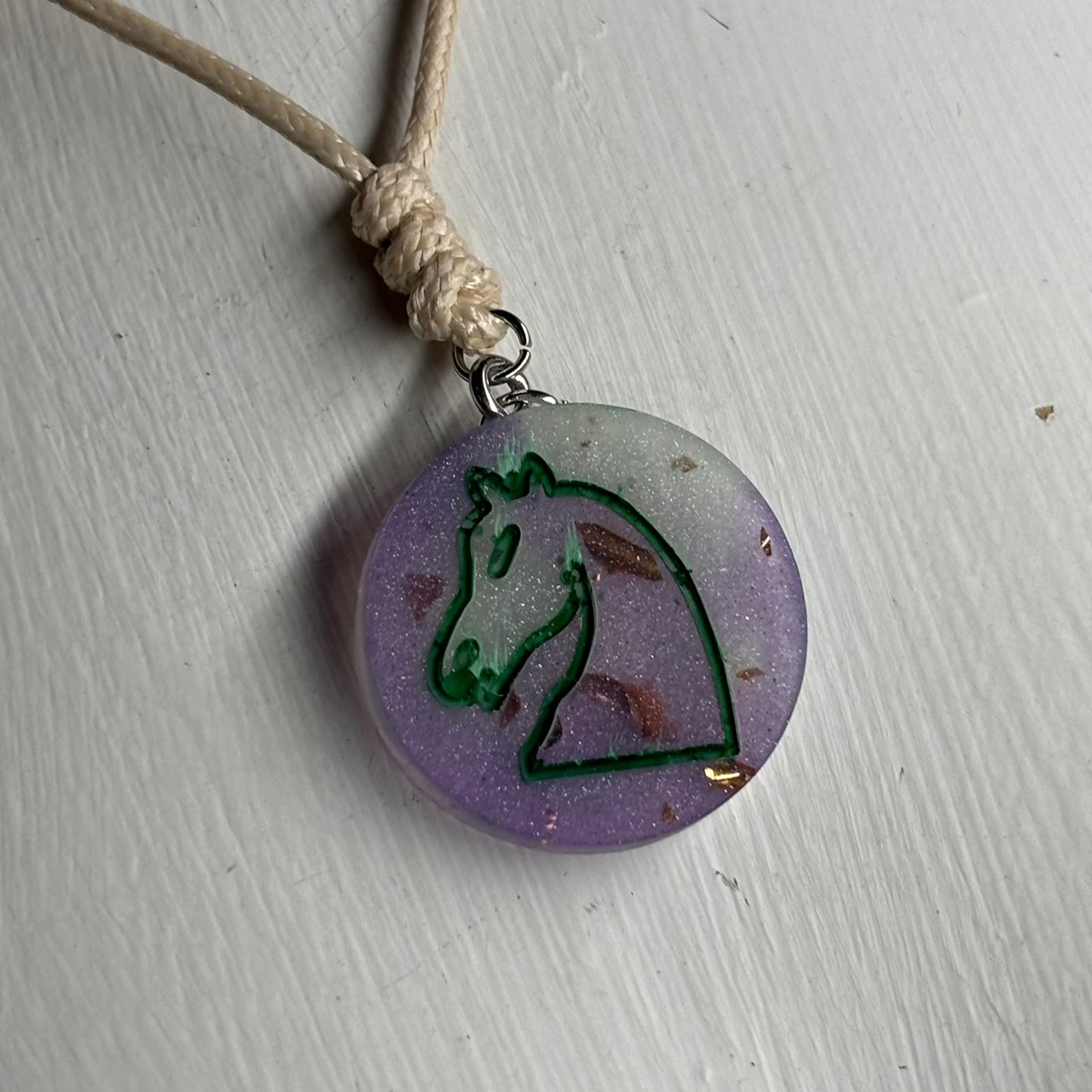 Purple Crystal Knight - Handmade Resin Chess Necklace