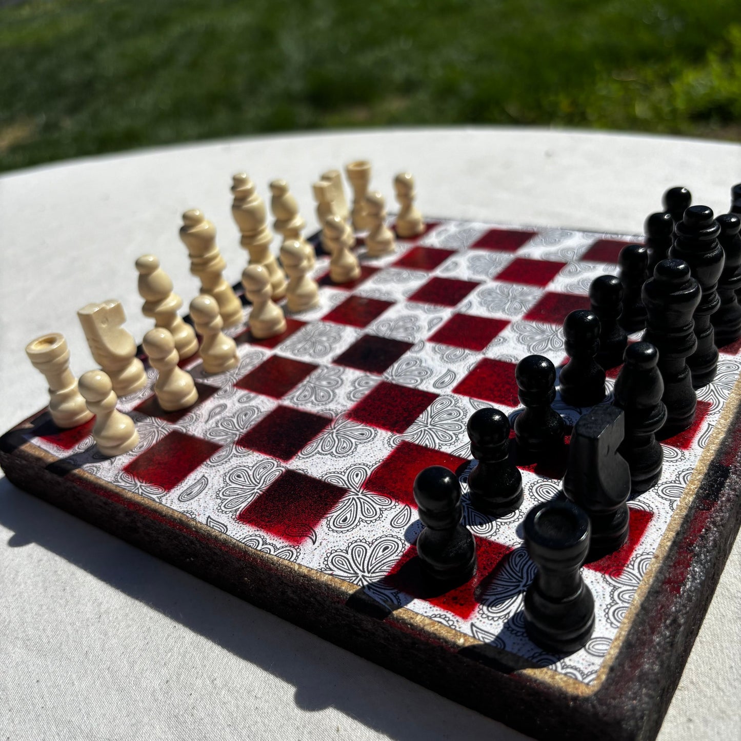 The Dark Red - Scrapbook Chess Set