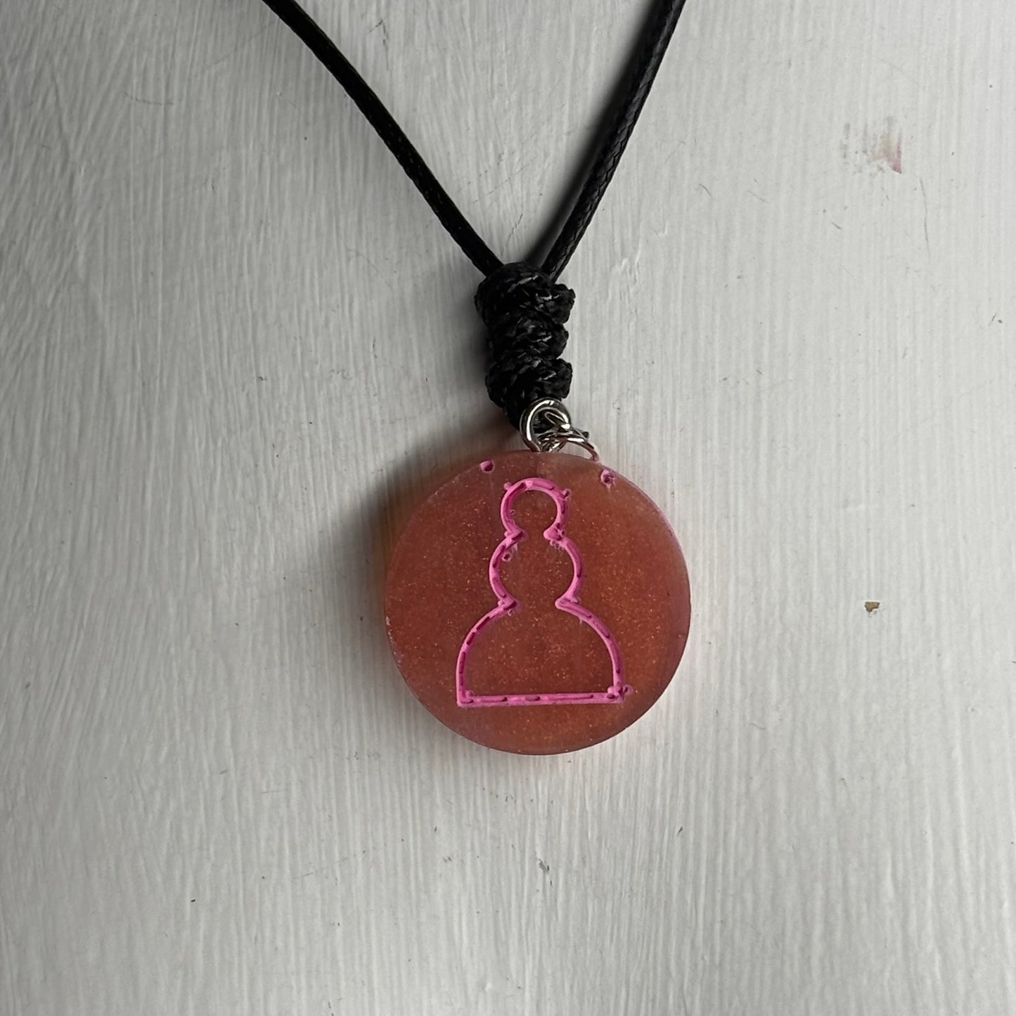Vintage Pink Pawn - Handmade Resin Chess Necklace