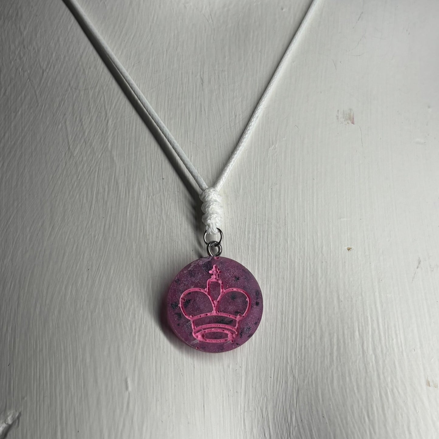 Pink Luxury King - Handmade Resin Chess Necklace