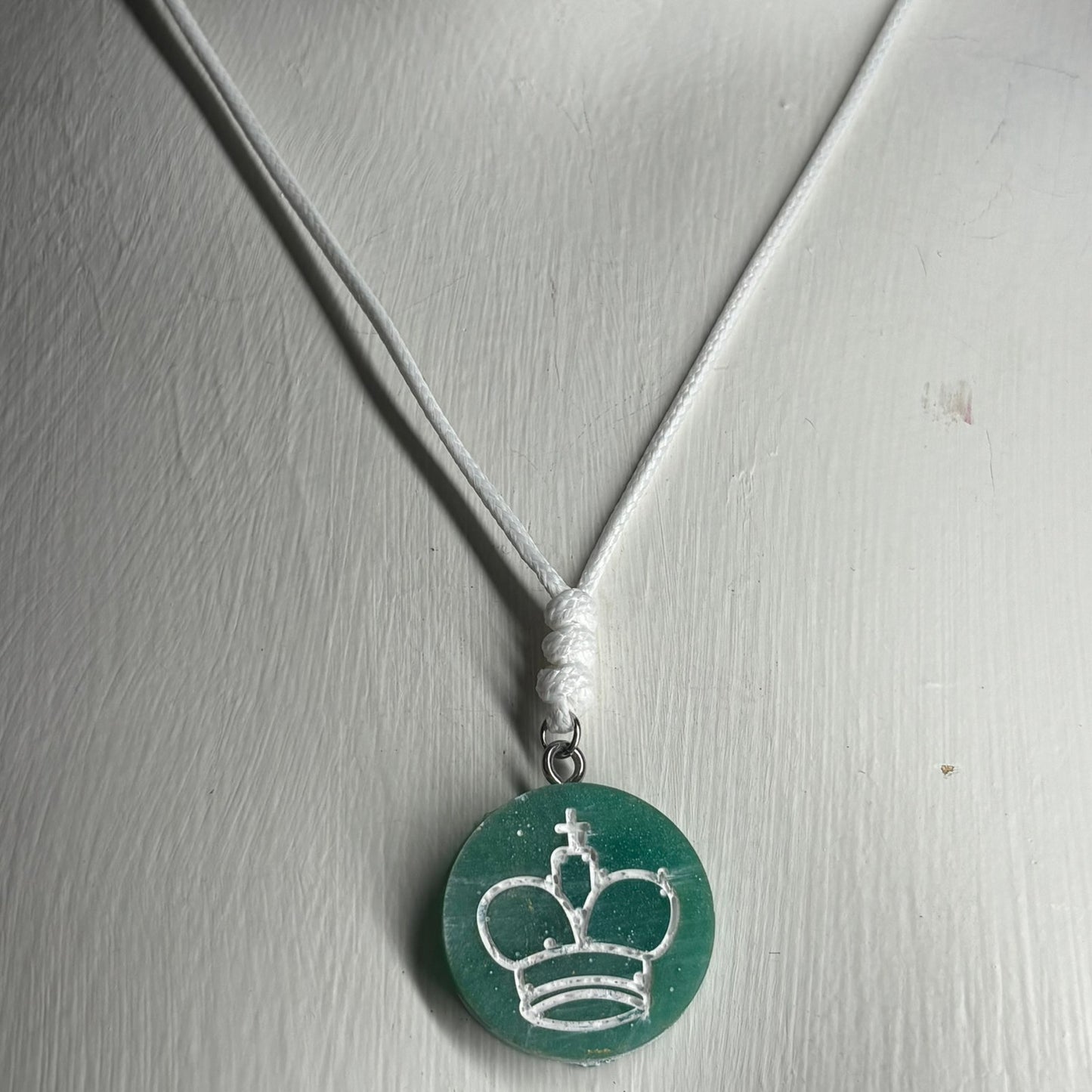 Emerald Green King - Handmade Resin Chess Necklace