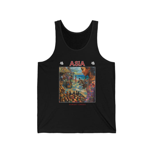 Seaside Beauty - Black Chess Tank Top