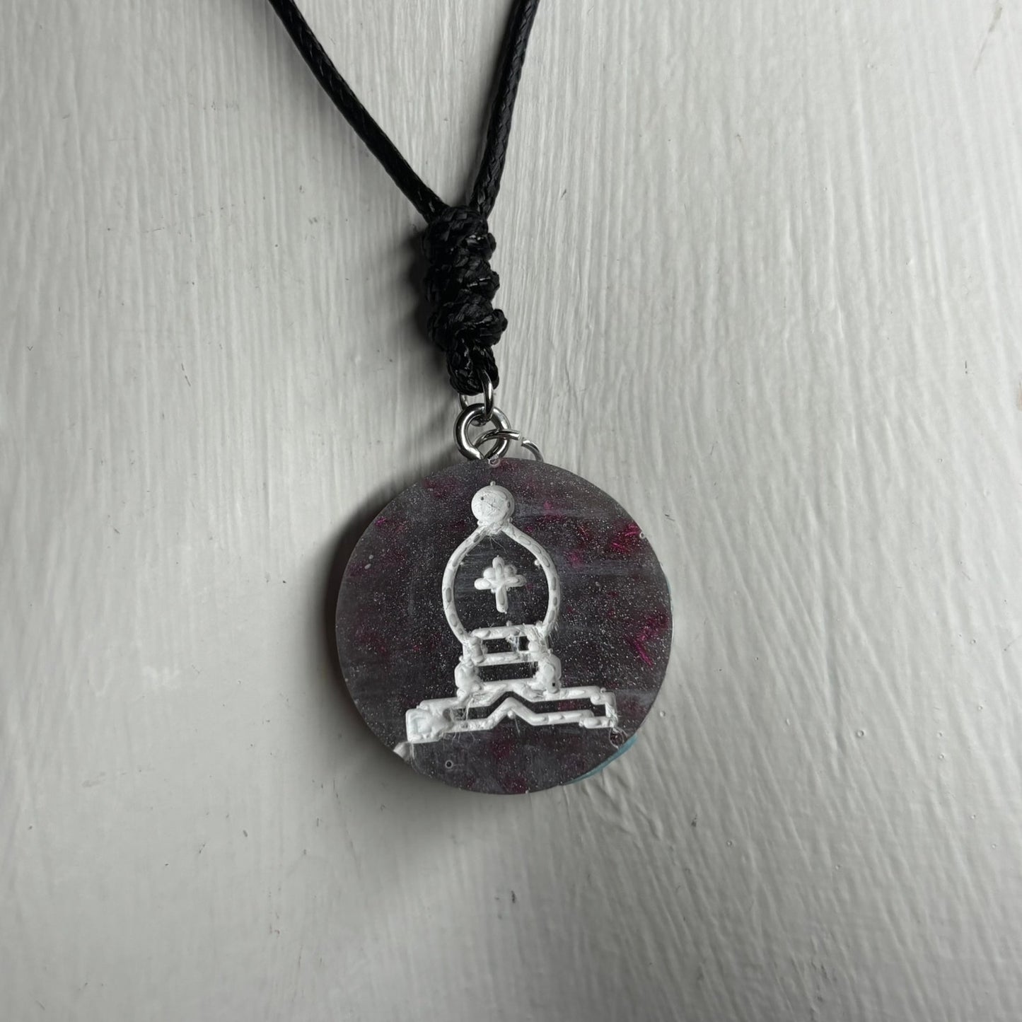Midnight Purple Bishop - Handmade Resin Chess Necklace