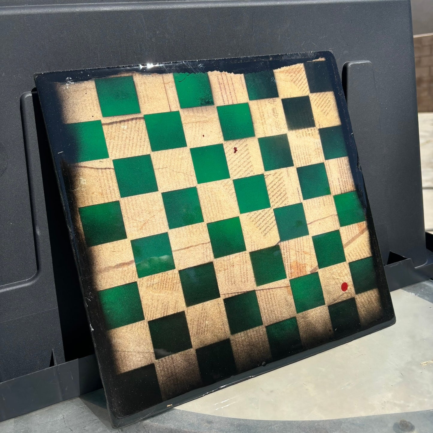 Vintage Green Cream - Resin Coated Chess Board