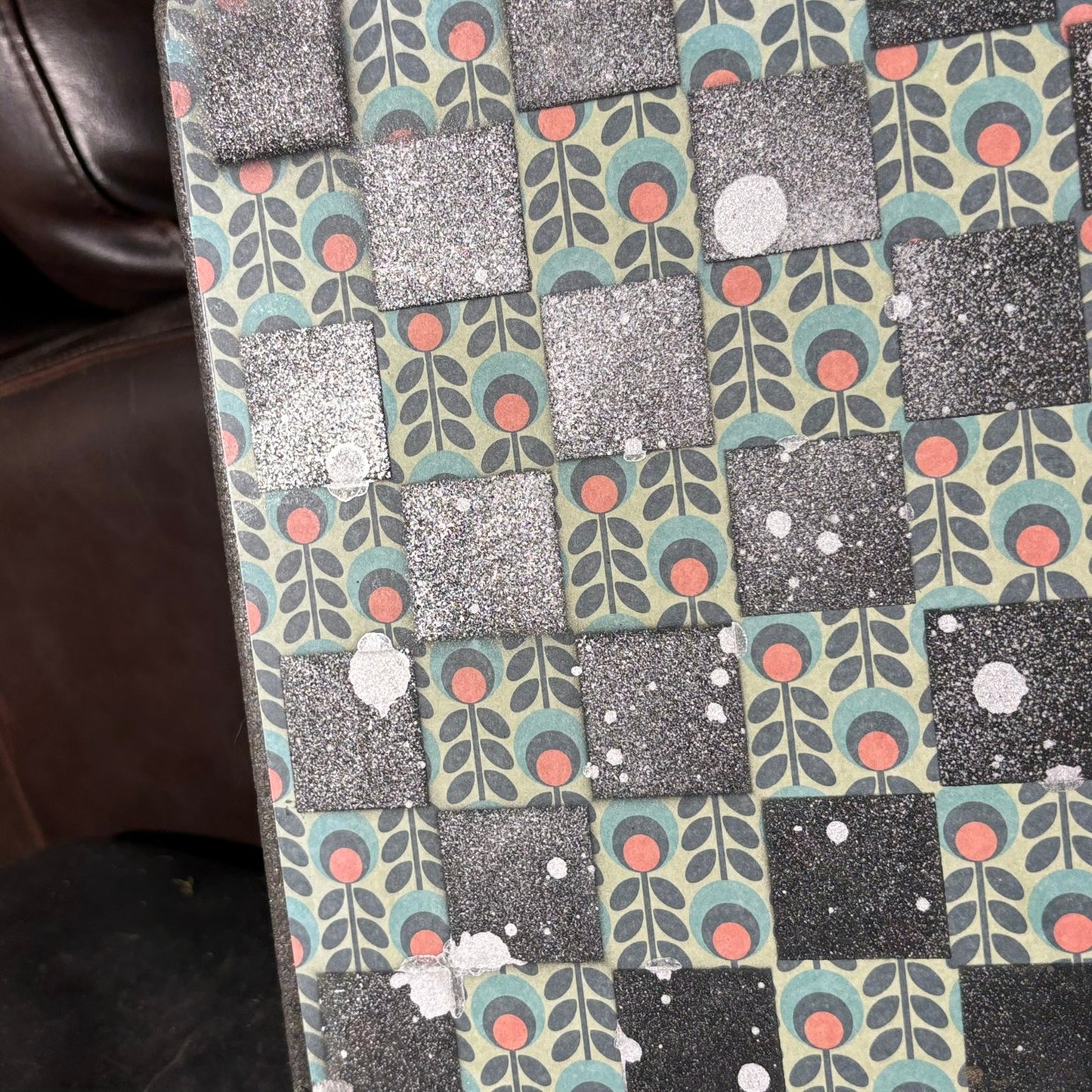 Vintage Peach Flowers - Scrapbook Chess Board