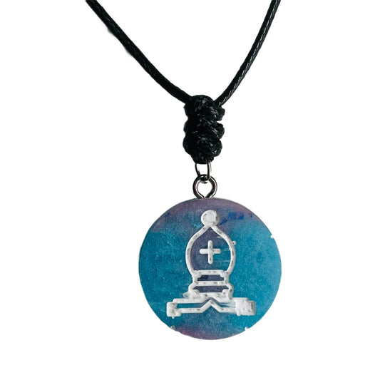 🎁 Beach Water Blue Bishop - Handmade Resin Chess Necklace (100% off)