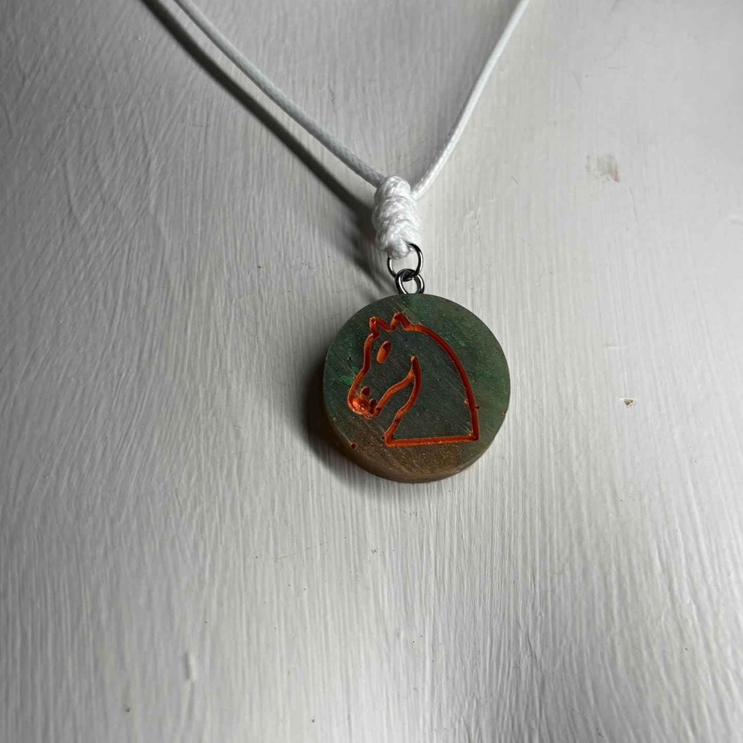 Swamp Green Knight - Handmade Resin Chess Necklace