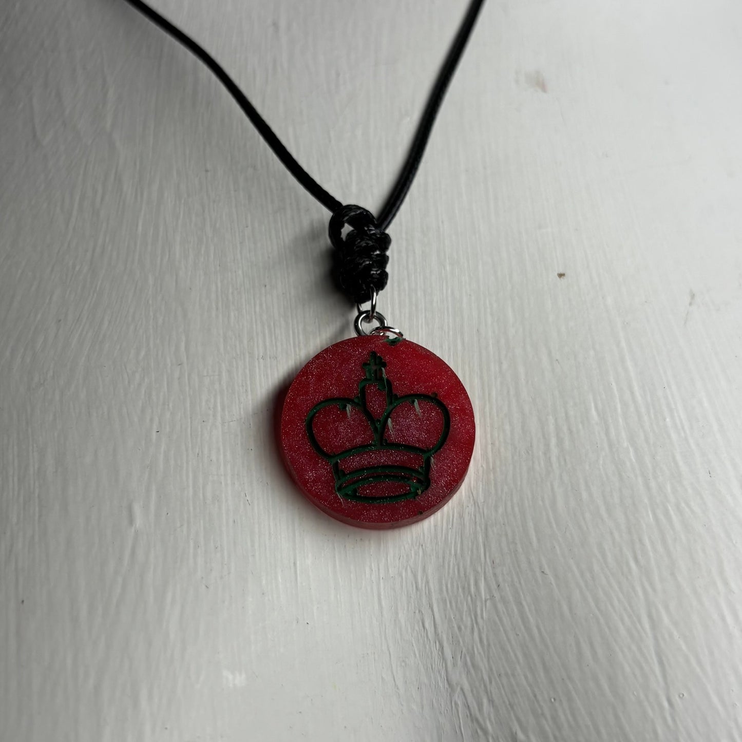 Dark Red King - Handmade Resin Chess Necklace
