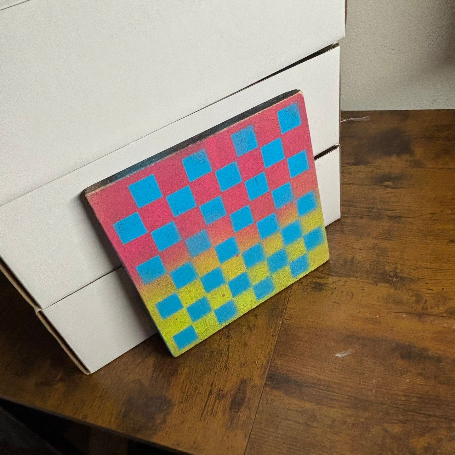 Pink & Neon Green Blue Hue - Painted Double Sided Chess Board