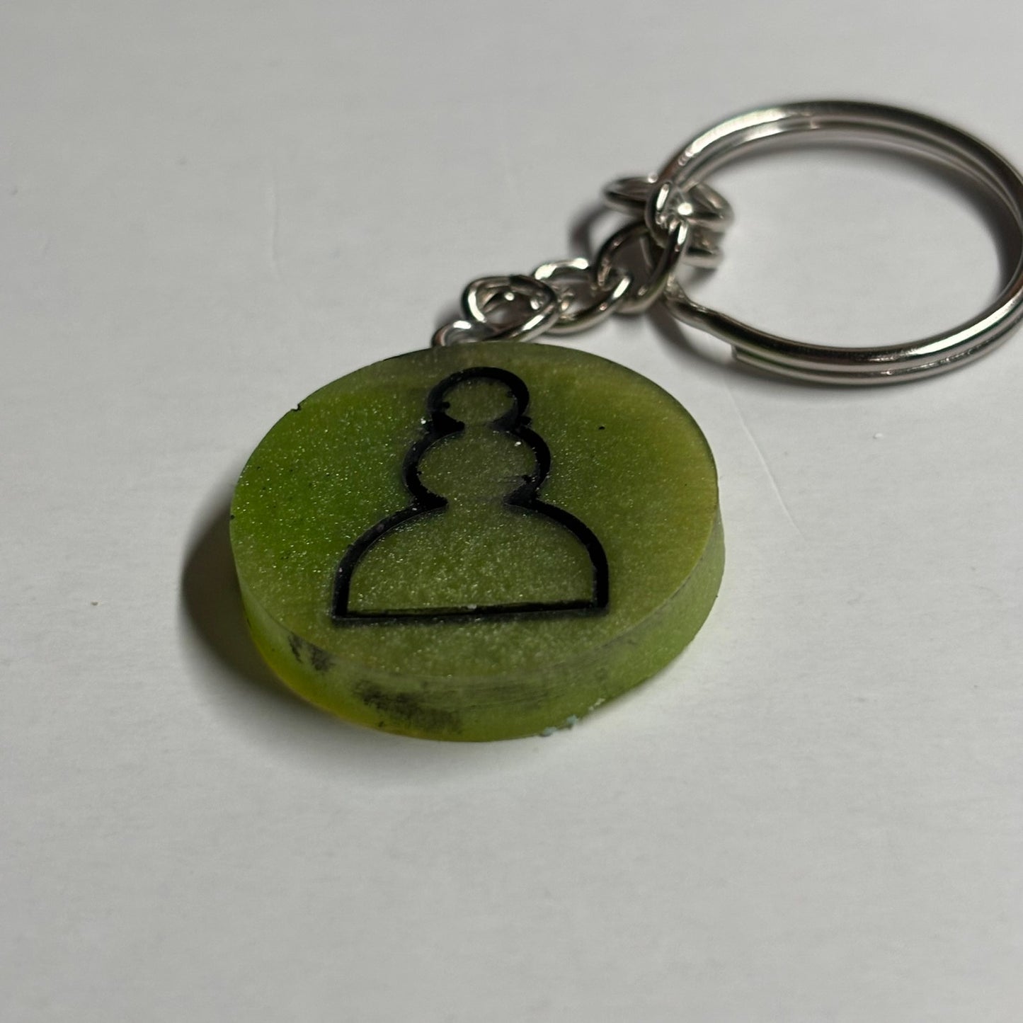 Lime Green Pawn - Handmade Resin Keychain - Flat Edition