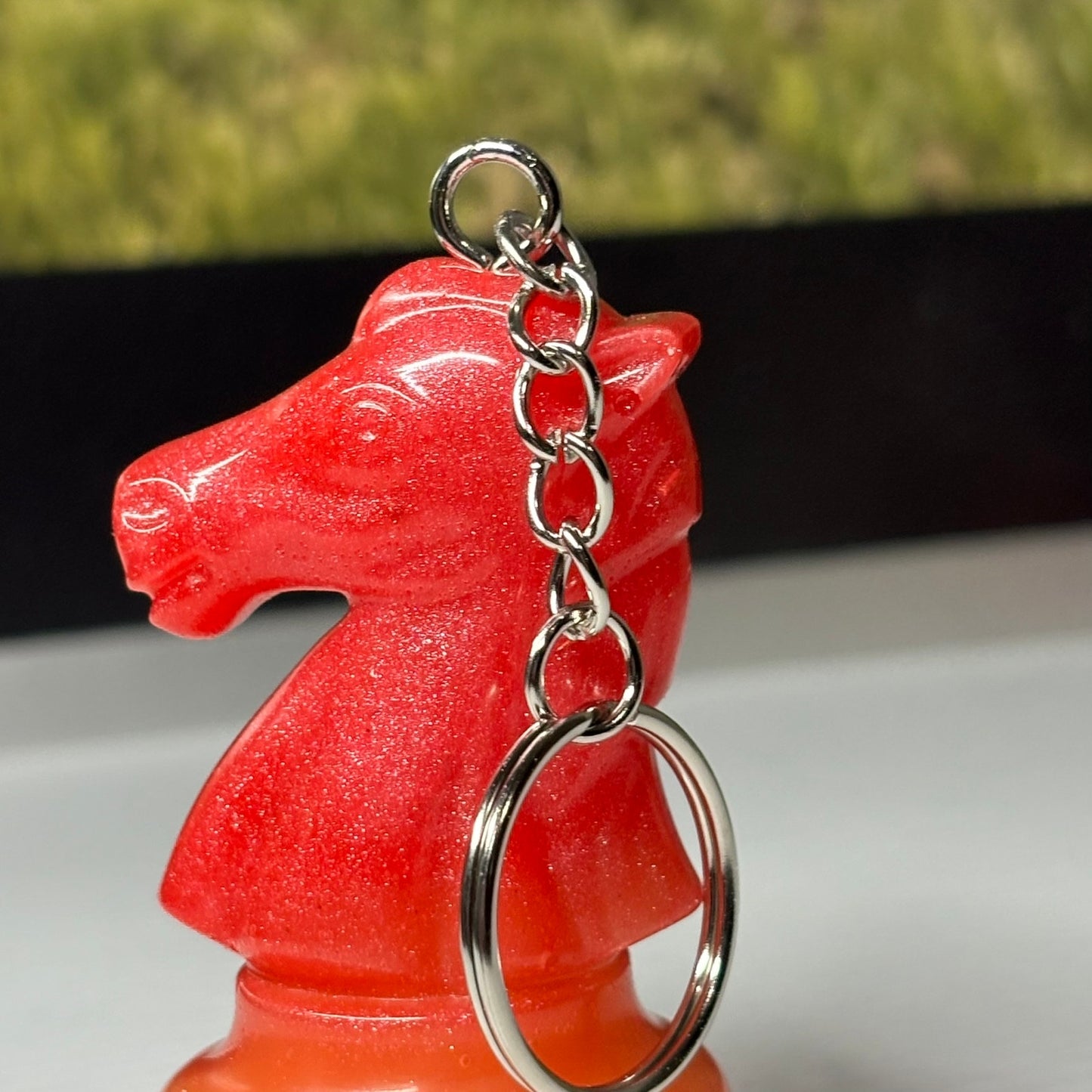 Hot Red Knight - Handmade Resin Keychain - Large Edition