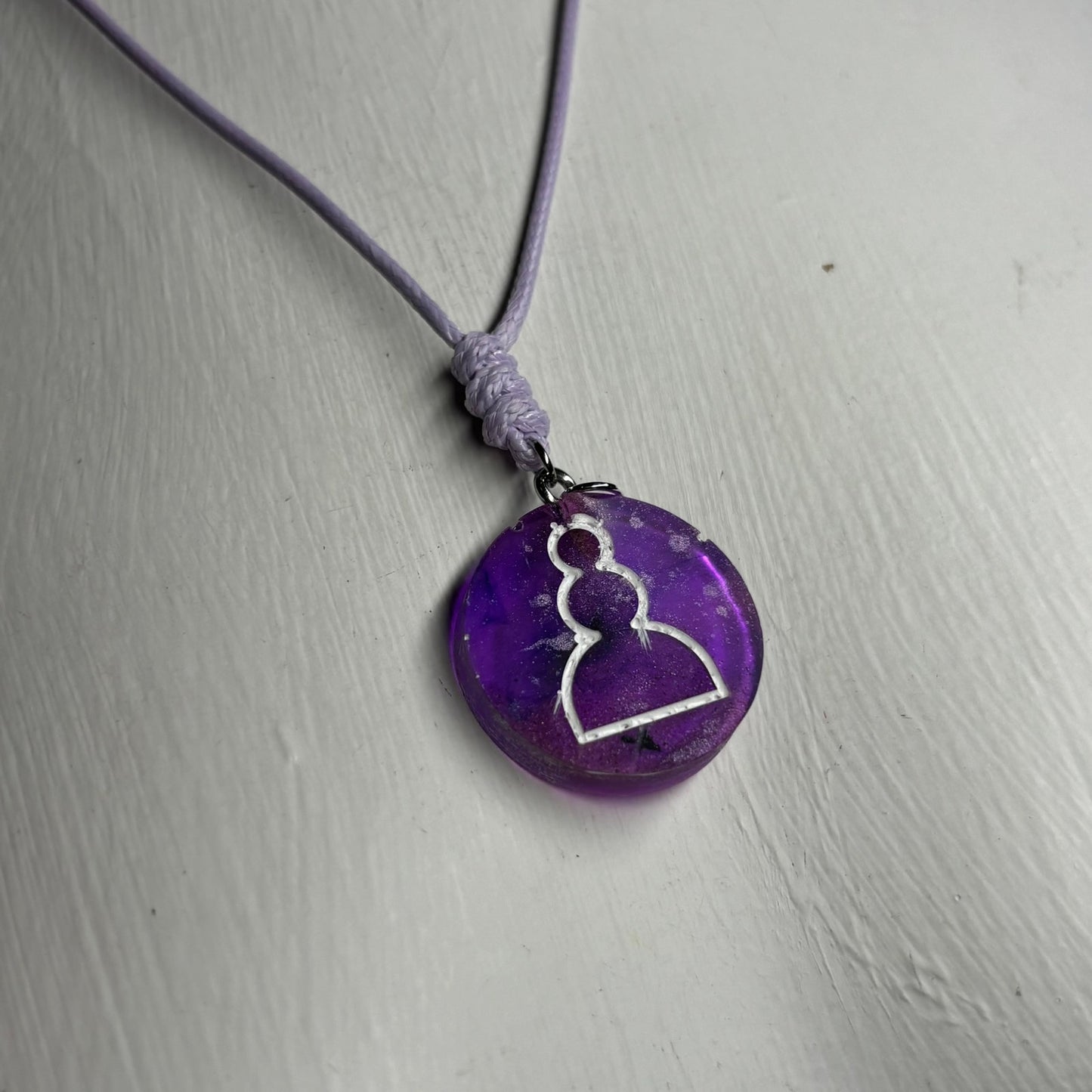 Purple Resin Pawn - Handmade Resin Chess Necklace