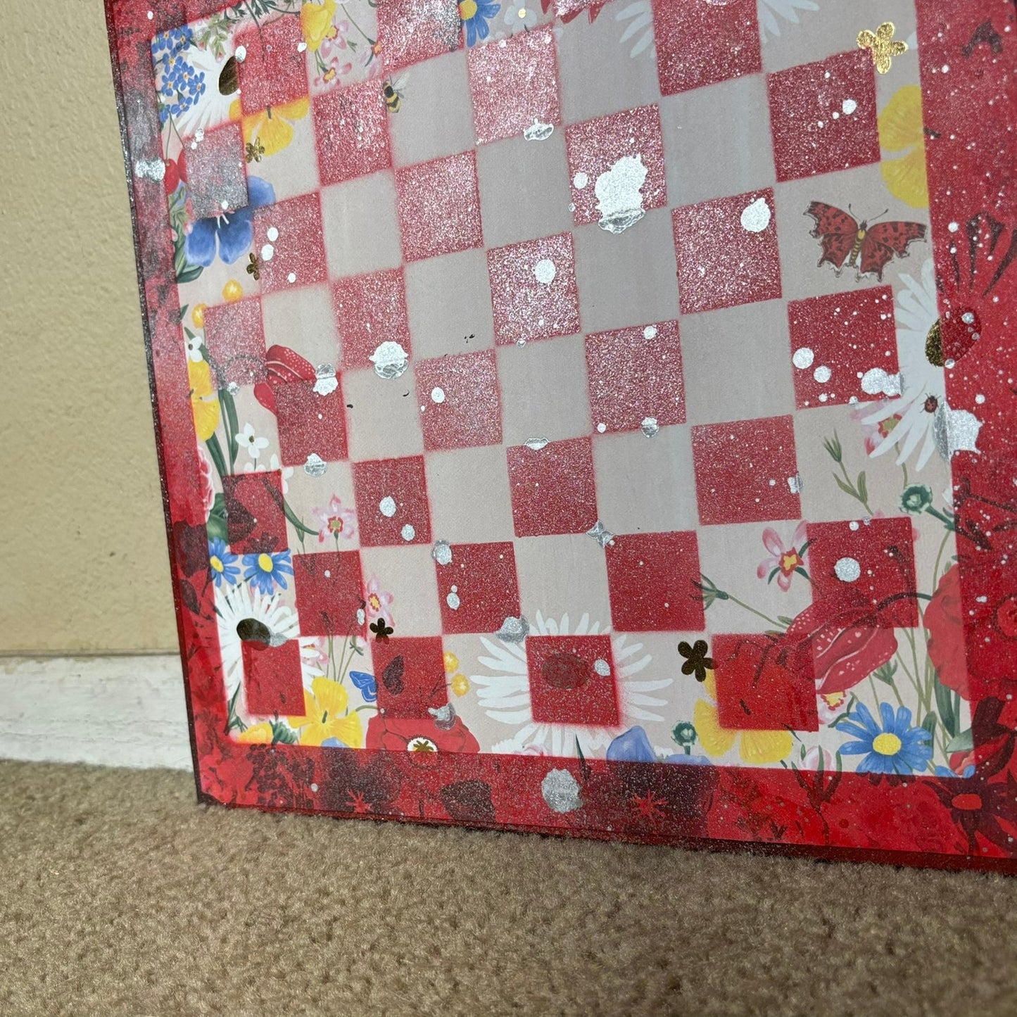 Red Butterflies - Scrapbook Chess Board