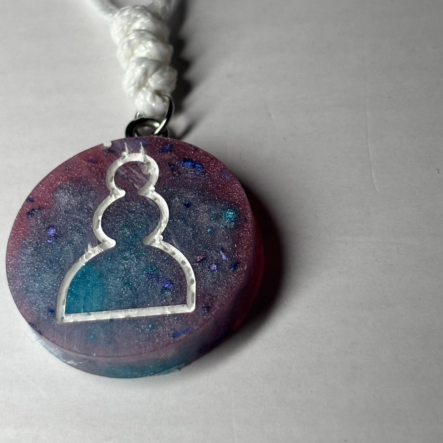 Purple Cosmic Pawn - Handmade Resin Chess Necklace
