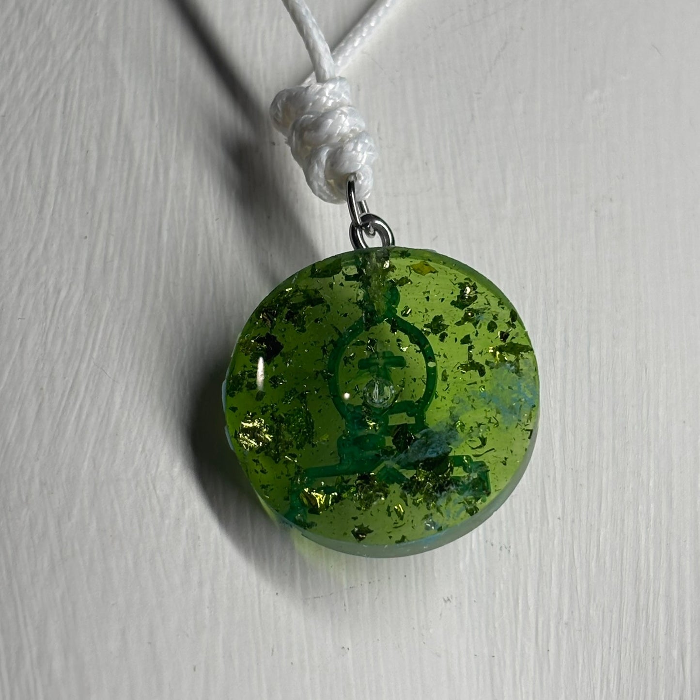 Glittered Green Bishop - Handmade Resin Chess Necklace