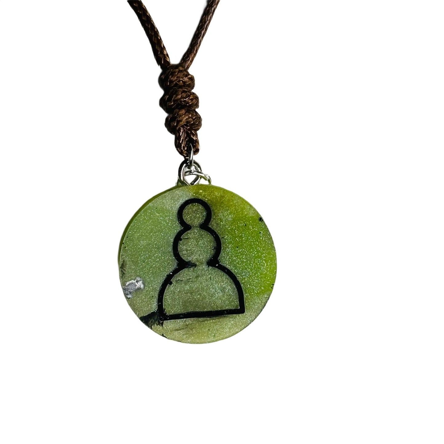 Simple Green Pawn - Handmade Resin Chess Necklace