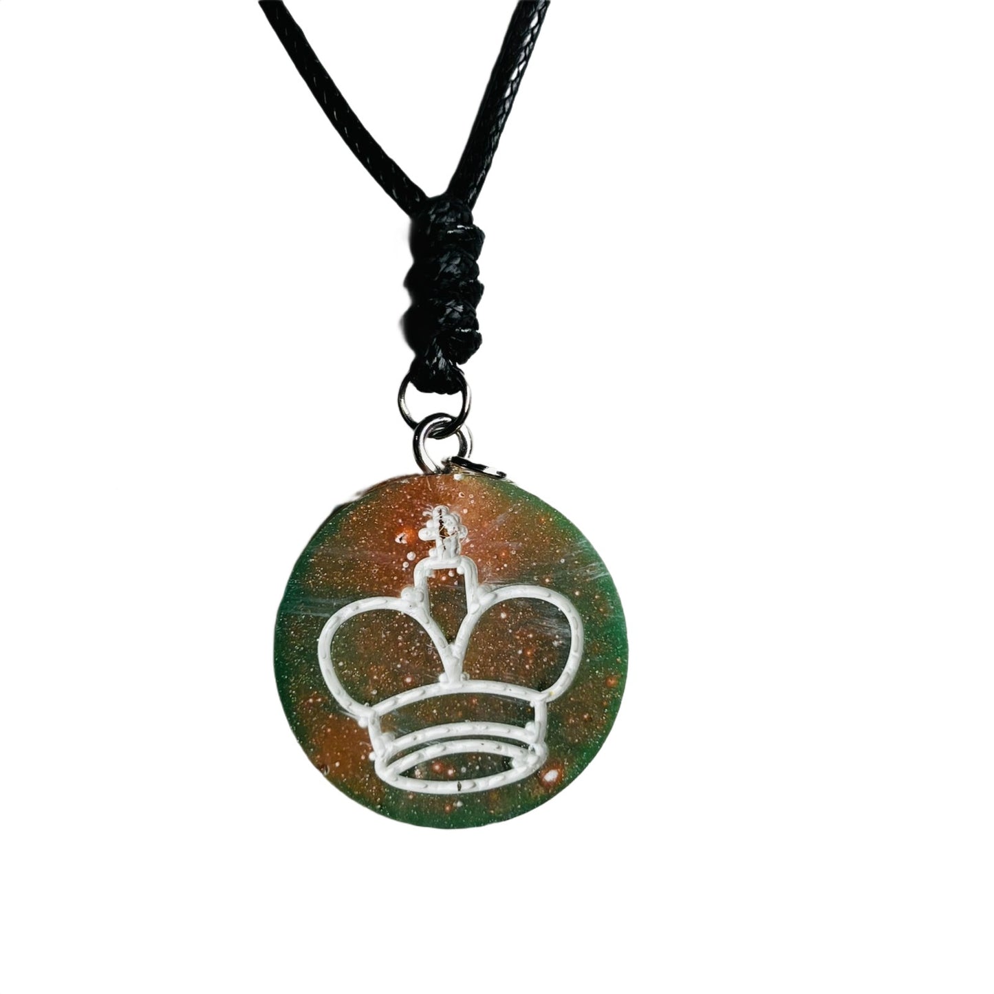Orange Green King - Handmade Resin Chess Necklace