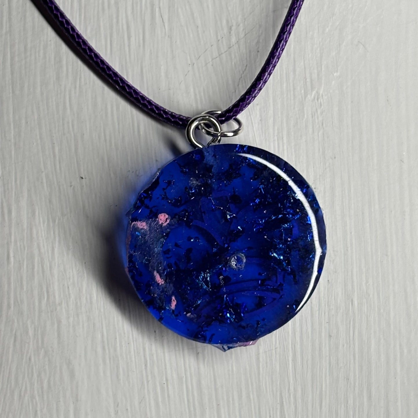 Royal Blue/Pink King - Handmade Resin Chess Necklace