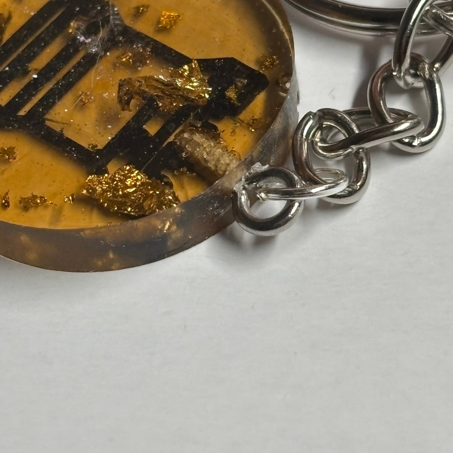 Amber Translucent Rook - Handmade Resin Keychain - Flat Edition
