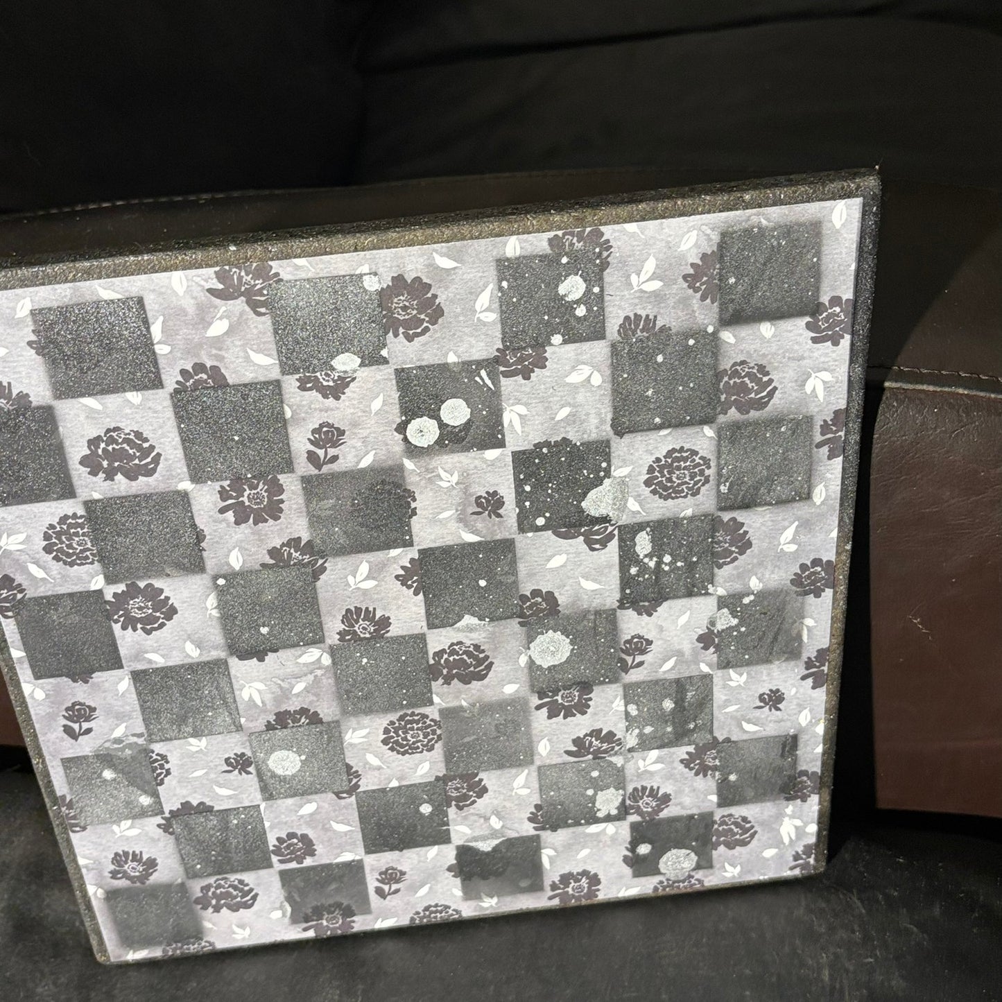 Black Ice Flowers - Scrapbook Chess Board
