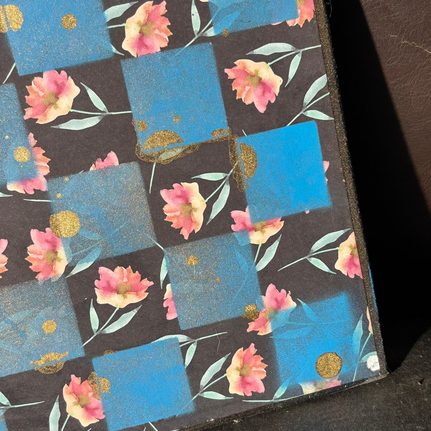 Blue Vintage Flower - Scrapbook Chess Board