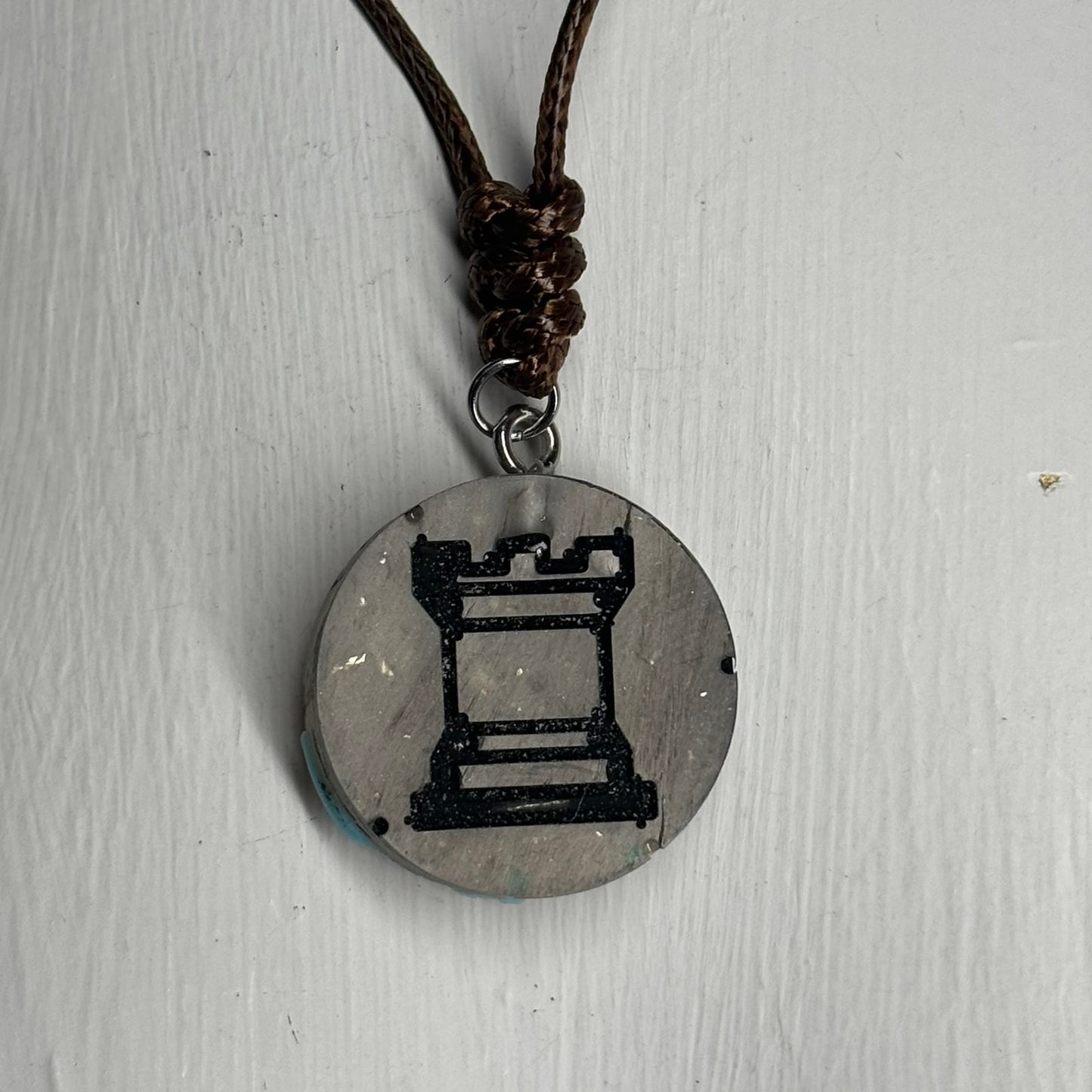 Silver Rook - Handmade Resin Chess Necklace