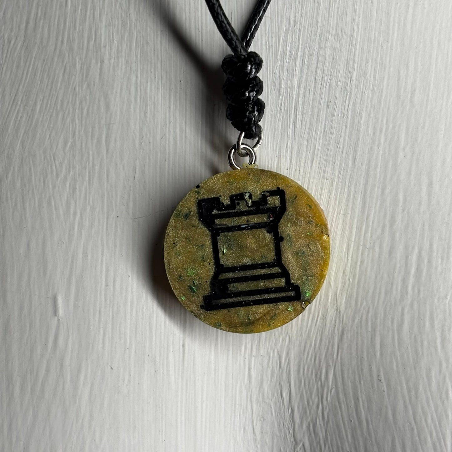 Royal Yellow Rook - Handmade Resin Chess Necklace
