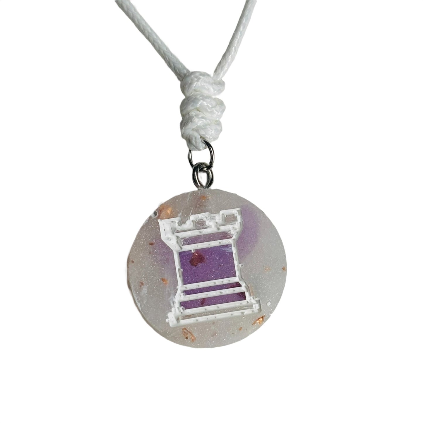 Crystal Rook - Handmade Resin Chess Necklace