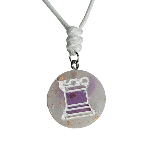 Crystal Rook - Handmade Resin Chess Necklace