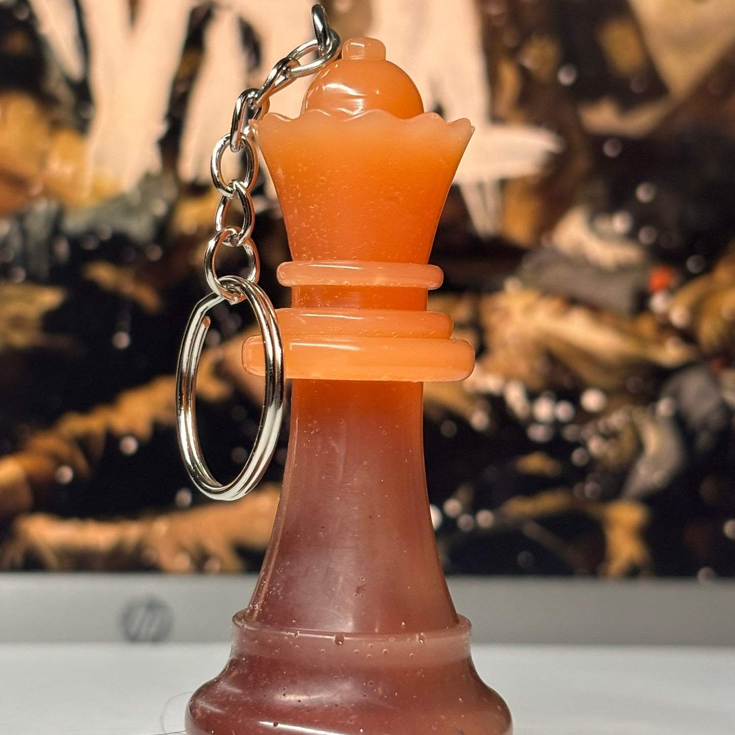 Brown Orange Dual Queen - Handmade Resin Keychain - Large Edition