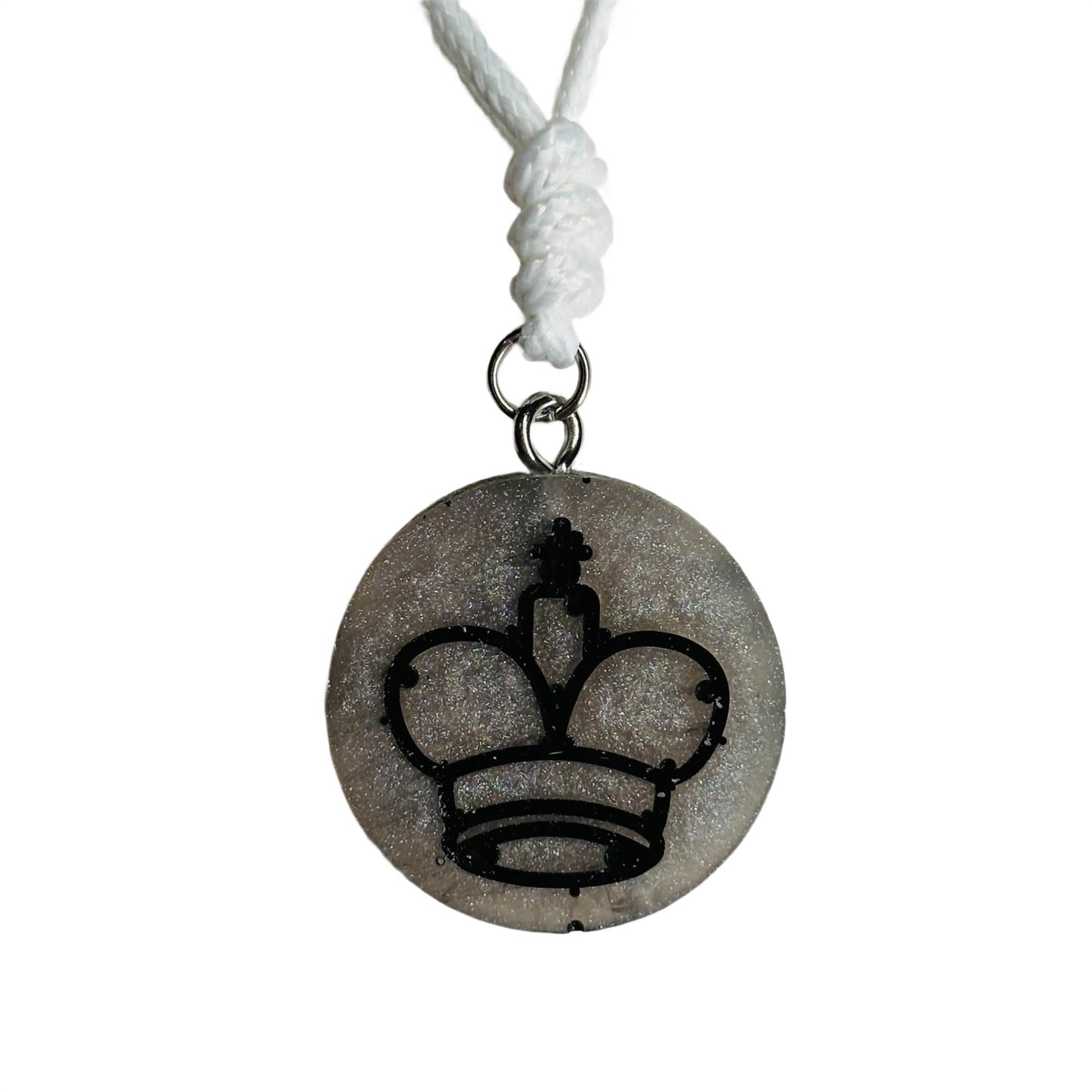 Gray Iced King - Handmade Resin Chess Necklace
