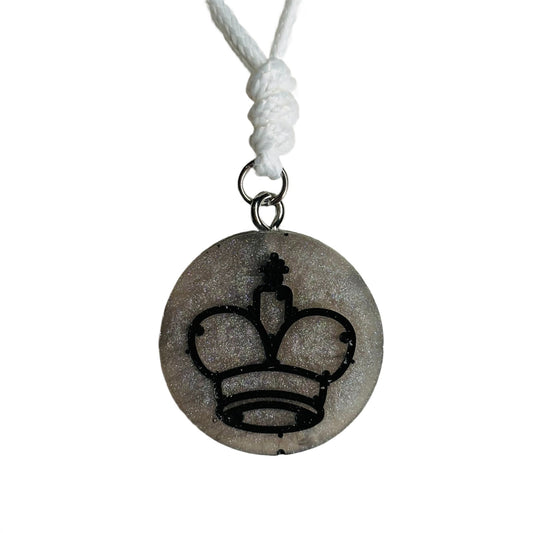 Gray Iced King - Handmade Resin Chess Necklace