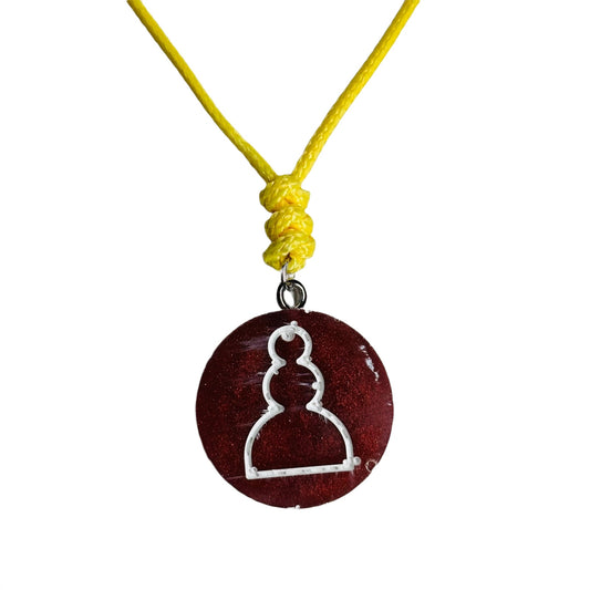 Violet Red Pawn - Handmade Resin Chess Necklace