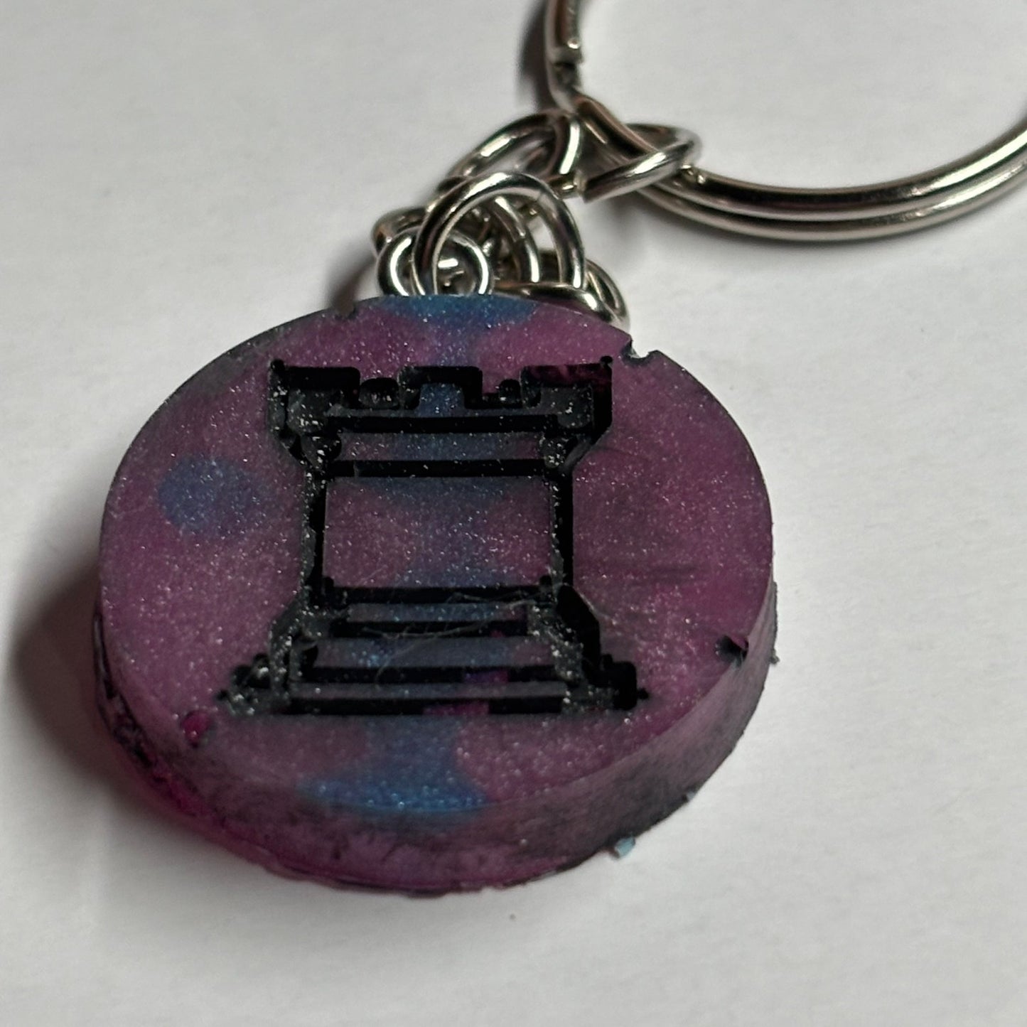 Dark Purple Rook - Handmade Resin Keychain - Flat Edition